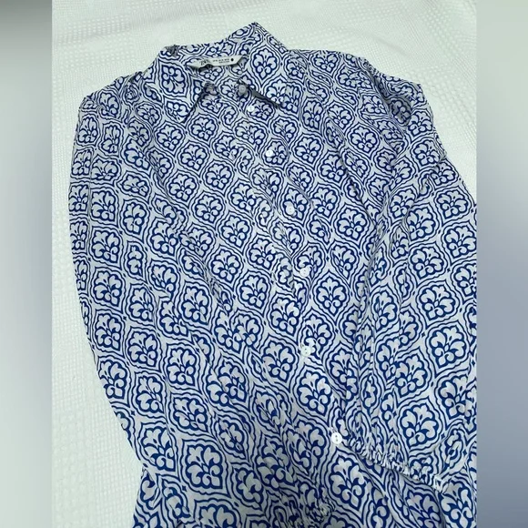 Front button closure Zara blue printed mini dress with collar size XS - Picture 4 of 7